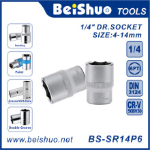 6 Punkt 1/4 &quot;Laufwerk Shallow Socket mit Matt / Mirror Finished